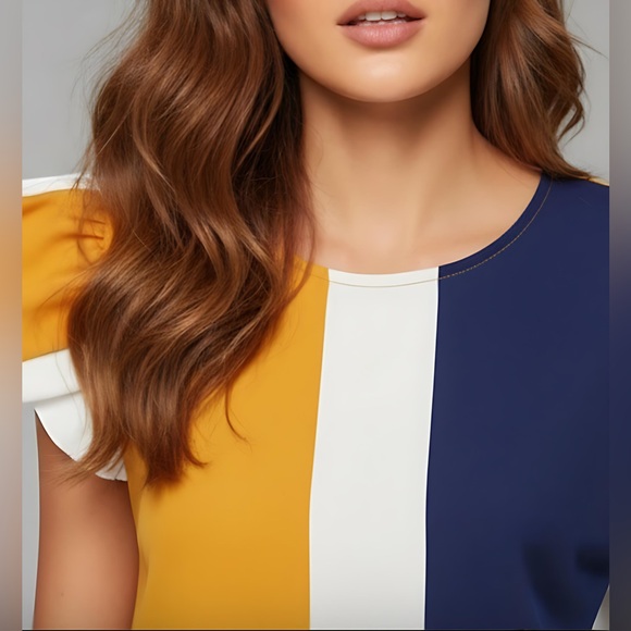 Ruffle Color Block  Dress - Picture 2 of 7